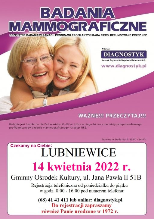 Badania mammograficzne w Lubniewicach
